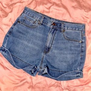 American Eagle Dark Washed Mom Jean Shorts.
